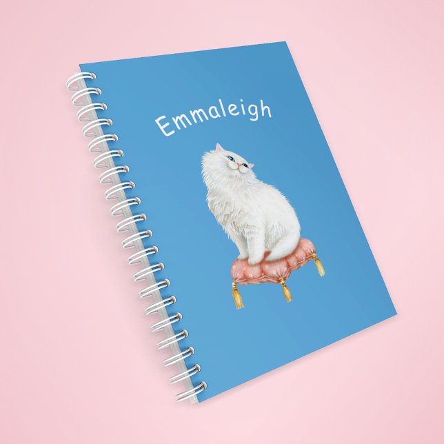 Agenda Bonito branco personalizado sentado no Travesseiro (Criador carregado)