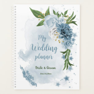 Agenda bonito casamento com flores azuis