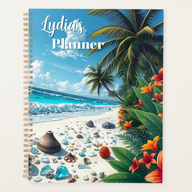 Agenda Bonito cena tropical de praia personalizada costei (Frente)