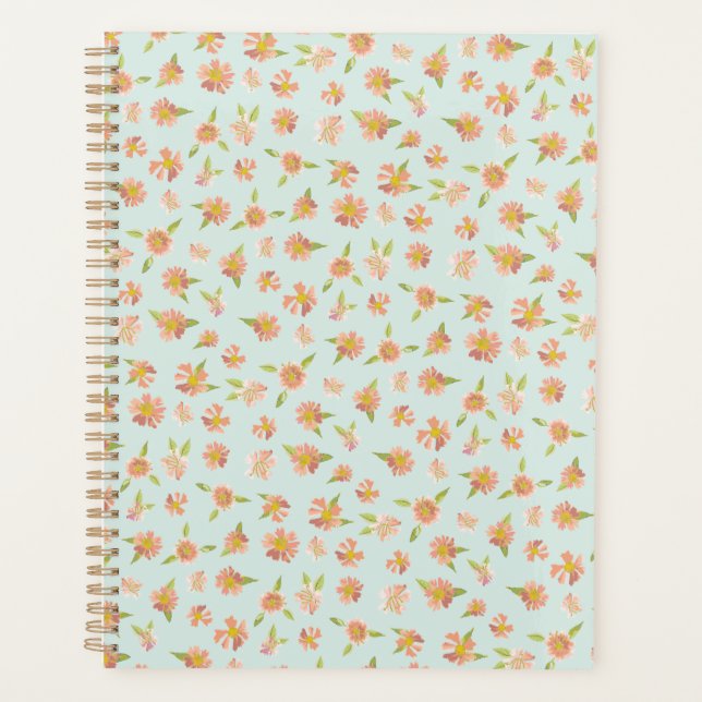 Agenda Bonito cor d'água rosa Padrão Floral Mint (Frente)