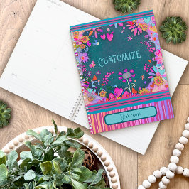 Agenda Bonito Faixa Floral do Nome Personalizado do Diári