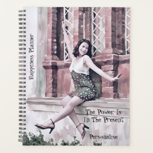 Agenda Bonito Felicidade Menina Citação Diário Rosa