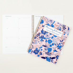 Agenda Bonito Ilustração Floral Cor-de-Rosa Azure Azul Es