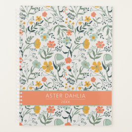 Agenda Bonito Padrão Botânico Floral Personalizar Nome