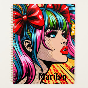 Agenda Bonito Pop-Art Quic Girl Colorida Personalizada