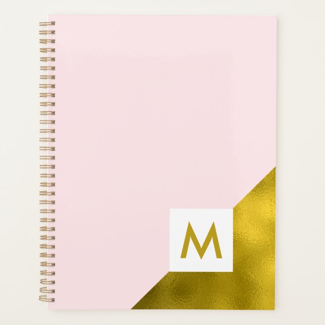 Agenda Bonito rosa e monograma Dourado (Frente)