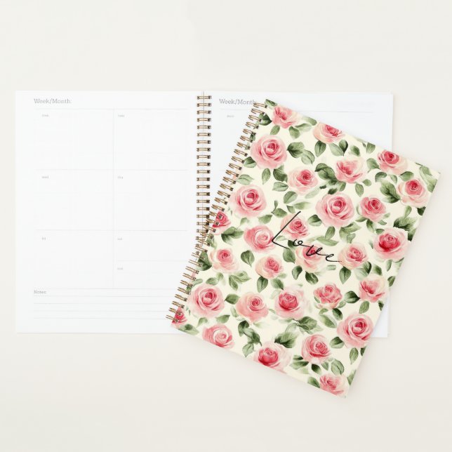 Agenda Bonito Rosas Rosa Floral (Exibição)