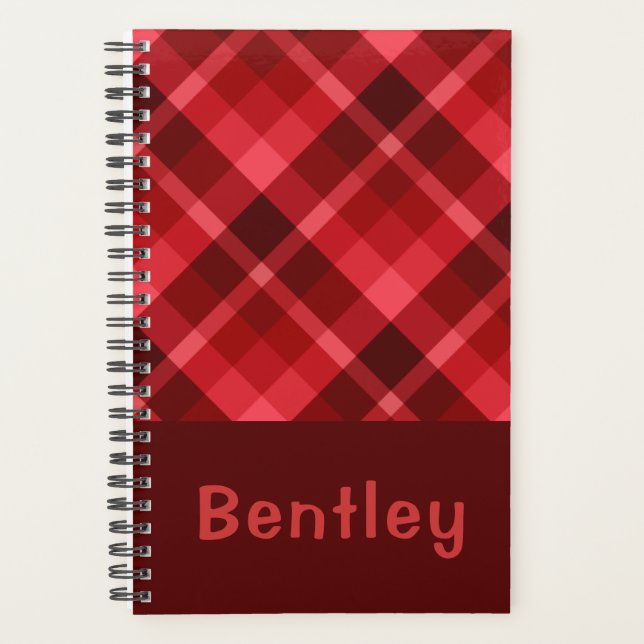 Agenda Bonito Ruby Red Xadrez Monograma Pequeno Planner (Frente)