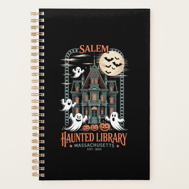 Agenda Bookworm Halloween Shirt Haunted Library (Frente)