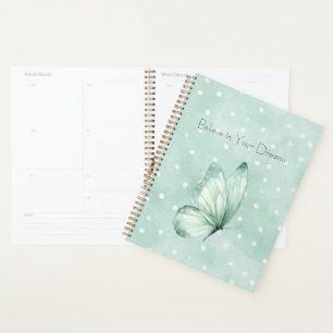 Agenda Borboleta Acredite Pontos Brancos Menta