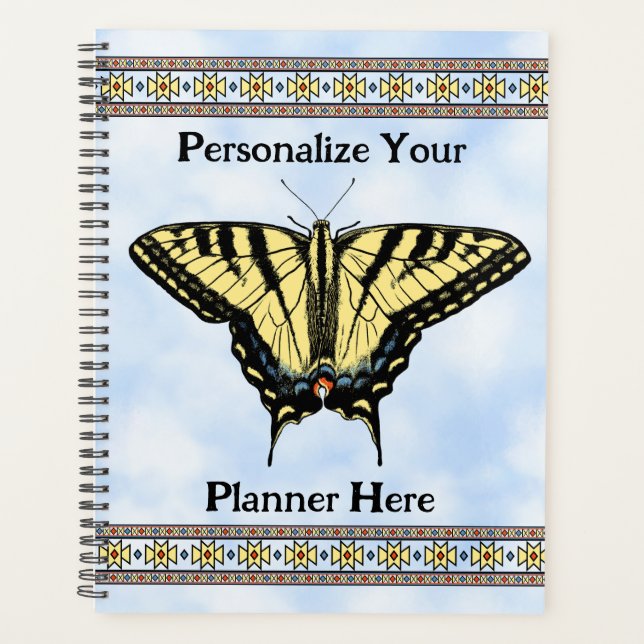 Agenda Borboleta Amarelo Swallowtail Blue Sky Personaliza (Frente)
