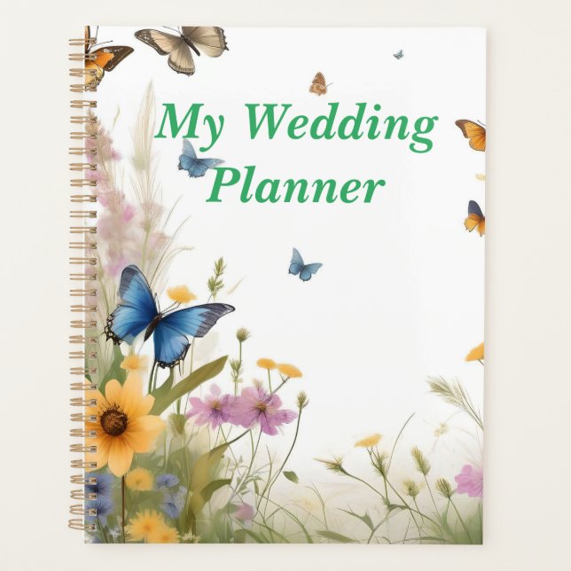 Agenda Borboleta de flor selvagem, Planner de Casamento (Frente)