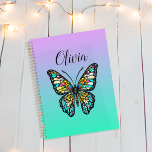 Agenda Borboleta De Vidro Colorida Personalizada
