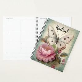 Agenda Borboleta e Flores Vintage
