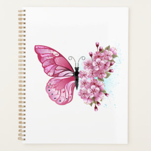 Agenda Borboleta Flor com Sakura Rosa