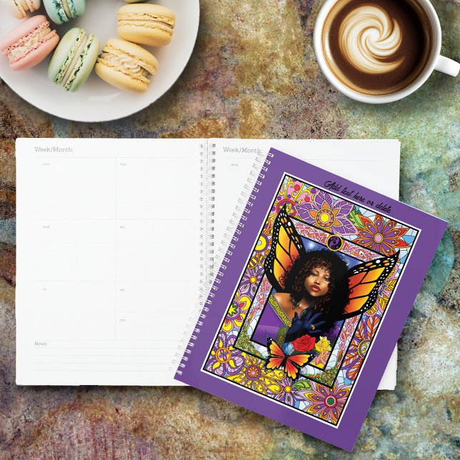 Agenda Borboleta Monarca Fada Purple Floral (Criador carregado)
