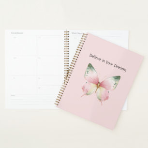 Agenda Borboleta Verde Rosa Branco Menta