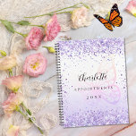 Agenda Borboleta violeta 2024<br><div class="desc">Fundo verde violeta e branco decorado com brilho violeta, faíscas e uma borboleta grande. Personalize e adicione um nome, título e ano.</div>