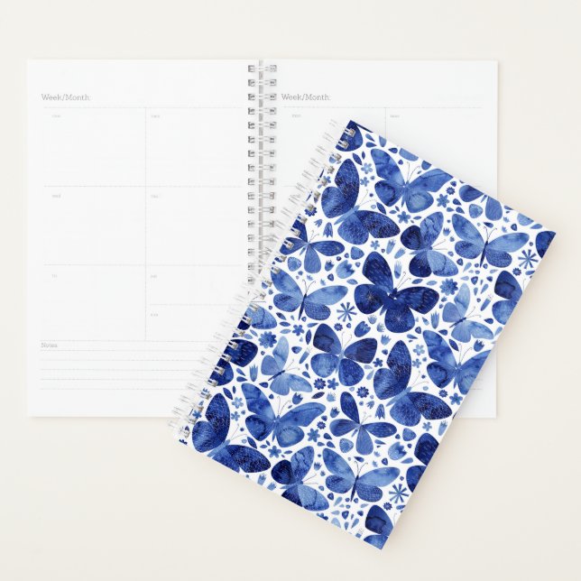 Agenda Borboletas Aquarela Azul (Exibição)