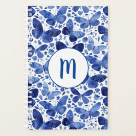Agenda Borboletas Aquarela Monograma Azul