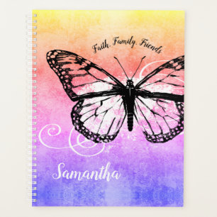 Agenda Borboletas Arco-Íris Inspirativas Monogramadas