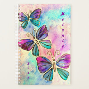 Agenda Borboletas de Aquarela Planeje seu nome e ano