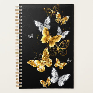 Agenda Borboletas Douradas e brancas