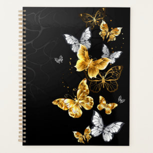 Agenda Borboletas Douradas e brancas