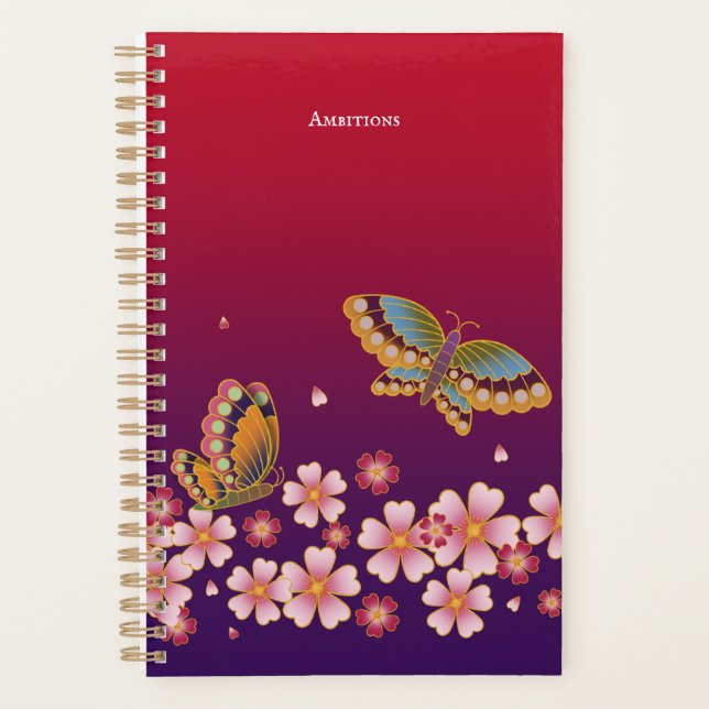 Agenda Borboletas japonesas Sakura Blossomas Personalizad (Frente)