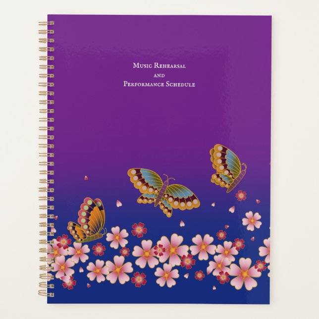 Agenda Borboletas japonesas Sakura Blossomas Personalizad (Frente)