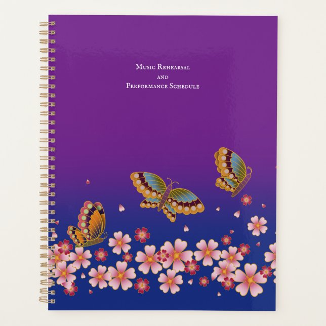 Agenda Borboletas Japonesas Sakura Blossomas Personalizad (Frente)