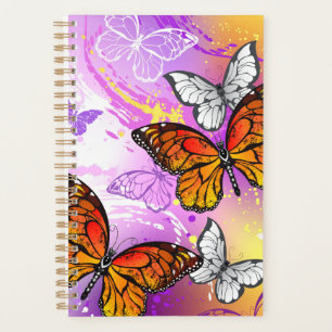 Agenda Borboletas Monarcas em Fundo Roxo