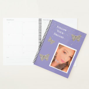 Agenda Borboletas Roxo Silver Sparkle Fotografa