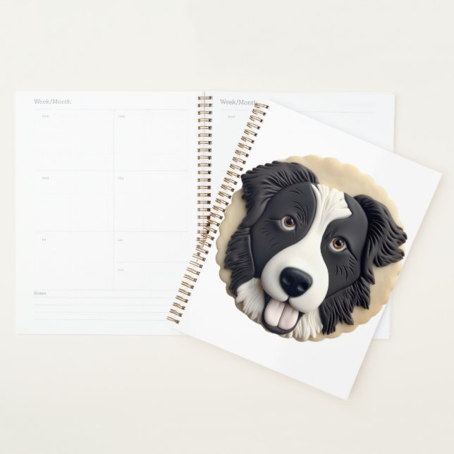 Agenda Borda Collie Dog 3D Inscrito (Exibição)