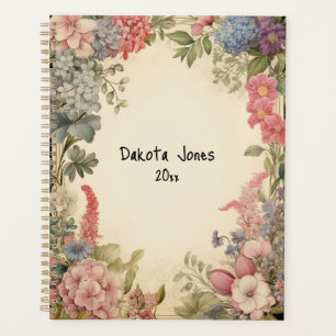 Agenda Borda Floral bonito com Flores de Higrangea
