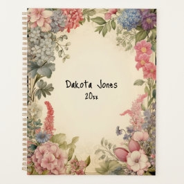 Agenda Borda Floral bonito com Flores Hydrangea