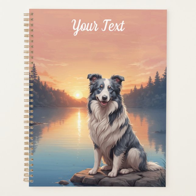 Agenda Border Collie Blue Merle junto ao lago (Frente)