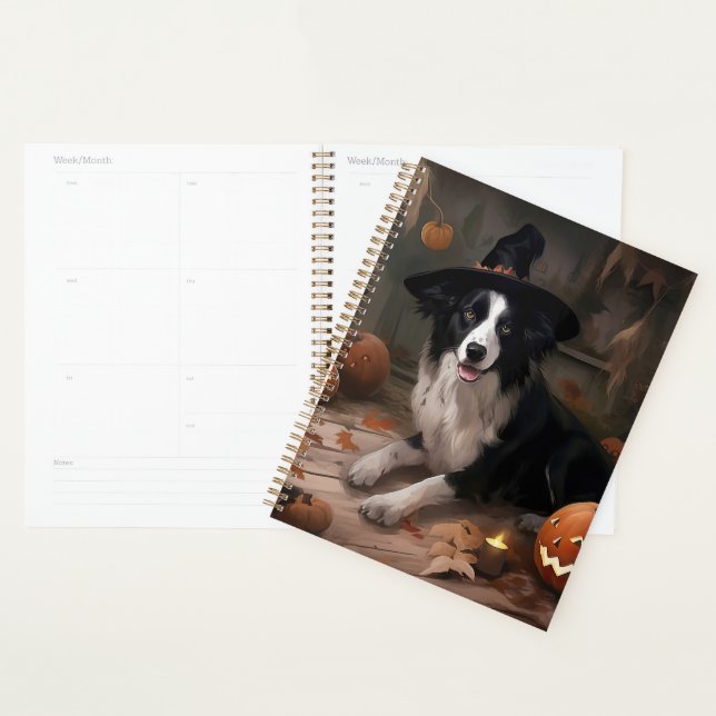 Agenda Border Collie Pumpkins Halloween Assustado (Exibição)