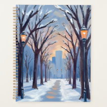 Boston Common | Aguarela de Nevasca de Inverno