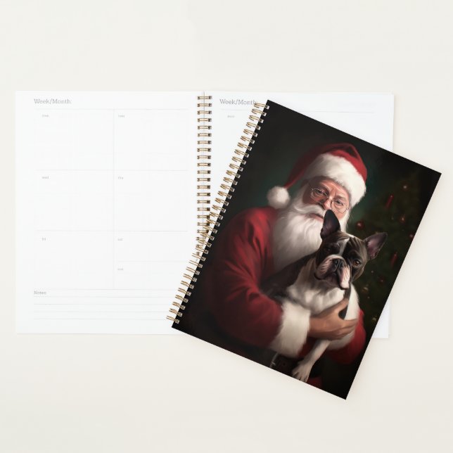 Agenda Boston Terrier com Papai Noel Natal Festivo (Exibição)