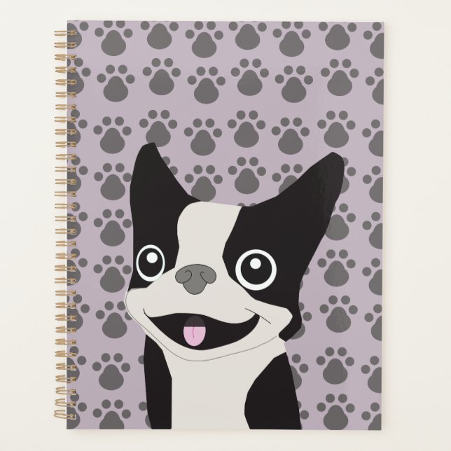 Agenda Boston Terrier, Lavanda Roxa (Frente)