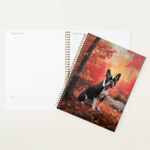Agenda Boston Terrier no outono deixa cair inspiração