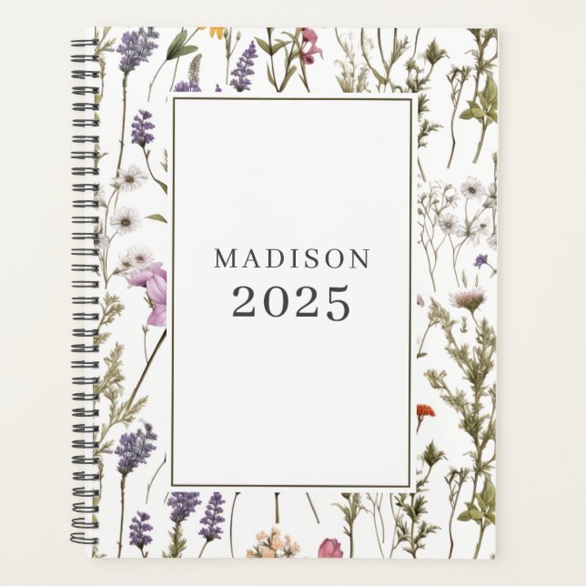 Agenda Botânica Floral Rustic Wildflower 2025 (Frente)