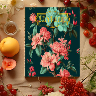 Agenda Botânicos Escuros Clássicos e Florais Azuis e Rosa