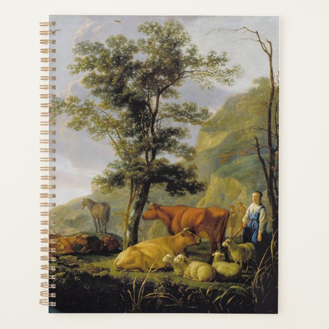 Agenda Bovinos perto de um rio Aelbert Cuyp (Frente)