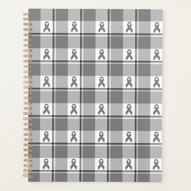 Agenda Brain Cancer Awareness Plaid Gray Ribbon (Frente)