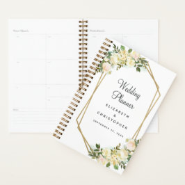 Agenda Branca de Moldura Elegante de Planner de Casamento