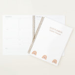 Agenda Branca Simples, Rosa, Arco-Íris Personalizado<br><div class="desc">Este simples planejador moderno apresenta um tema do arco-íris. Personalize com qualquer nome para um presente único para qualquer um.</div>