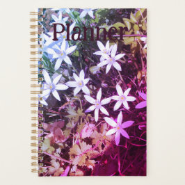 Agenda Branco com Planner de flor rosa