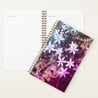 Agenda Branco com Planner de flor rosa